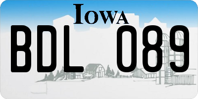 IA license plate BDL089