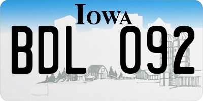 IA license plate BDL092