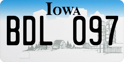 IA license plate BDL097