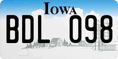 IA license plate BDL098