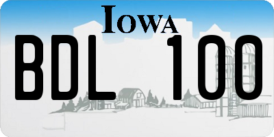 IA license plate BDL100