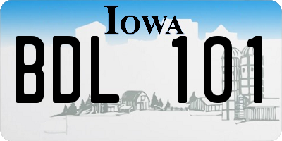 IA license plate BDL101
