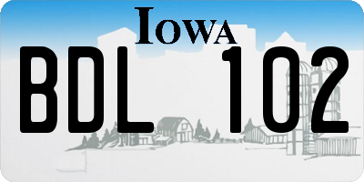 IA license plate BDL102