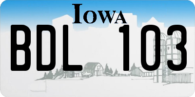IA license plate BDL103