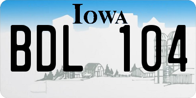 IA license plate BDL104