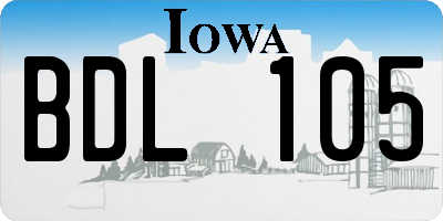 IA license plate BDL105