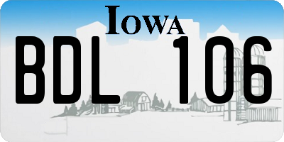 IA license plate BDL106
