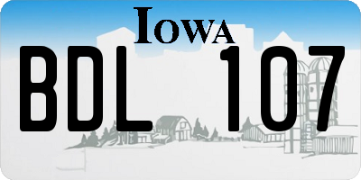 IA license plate BDL107