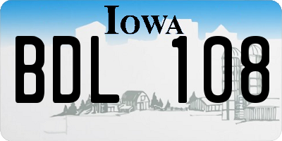 IA license plate BDL108