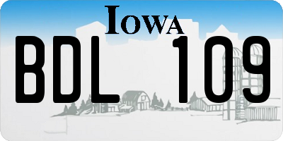IA license plate BDL109