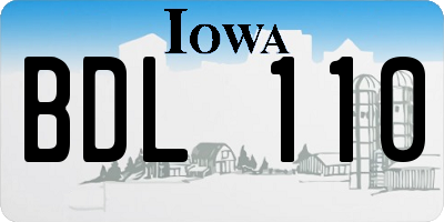 IA license plate BDL110