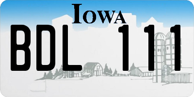 IA license plate BDL111