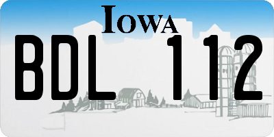 IA license plate BDL112