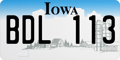 IA license plate BDL113