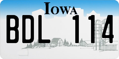 IA license plate BDL114