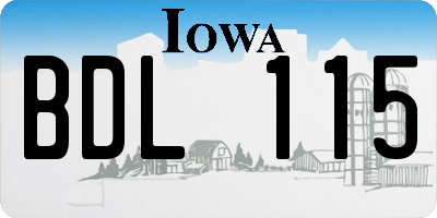 IA license plate BDL115