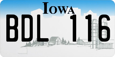 IA license plate BDL116