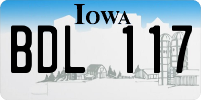 IA license plate BDL117