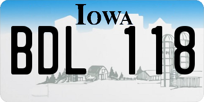 IA license plate BDL118