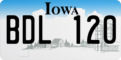 IA license plate BDL120