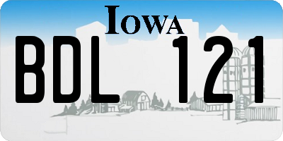 IA license plate BDL121