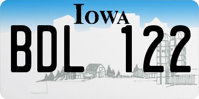IA license plate BDL122
