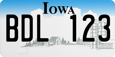 IA license plate BDL123