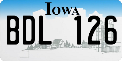 IA license plate BDL126