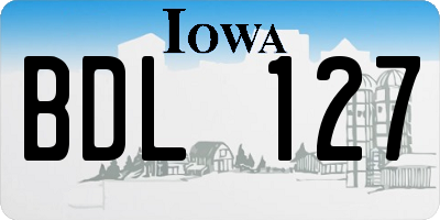 IA license plate BDL127
