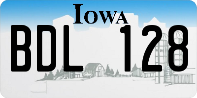 IA license plate BDL128