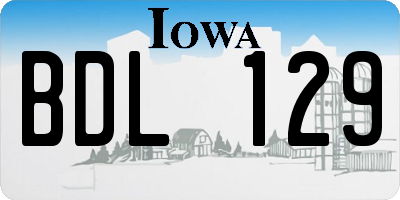 IA license plate BDL129