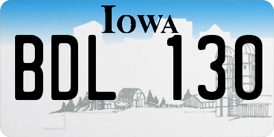 IA license plate BDL130
