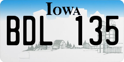 IA license plate BDL135