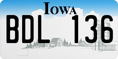 IA license plate BDL136