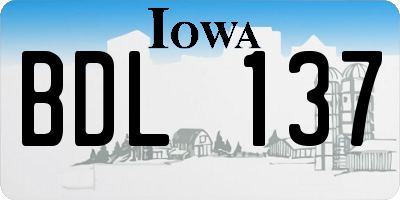 IA license plate BDL137