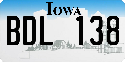 IA license plate BDL138