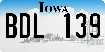 IA license plate BDL139