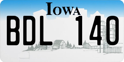 IA license plate BDL140