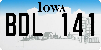 IA license plate BDL141
