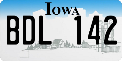 IA license plate BDL142