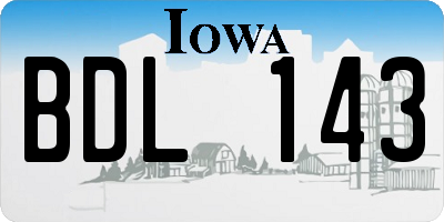 IA license plate BDL143
