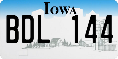 IA license plate BDL144