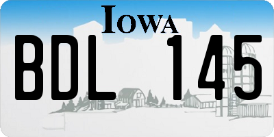 IA license plate BDL145