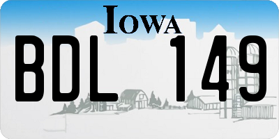 IA license plate BDL149