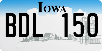 IA license plate BDL150