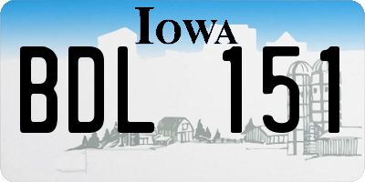 IA license plate BDL151