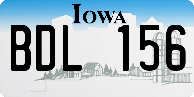 IA license plate BDL156