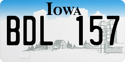 IA license plate BDL157