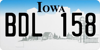 IA license plate BDL158