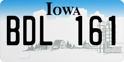 IA license plate BDL161